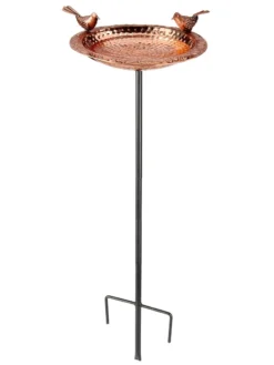 Pure Copper Bird Bath With Two Copper Birds And Multipronged Garden Pole -Garden Series Store 3 4 crop 8613378 06v