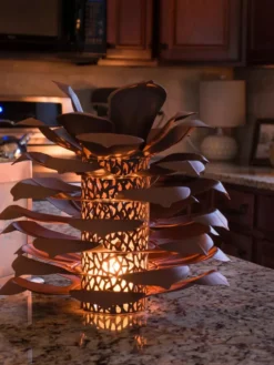 Desert Steel Pine Cone Luminary -Garden Series Store 8599563 03V tif