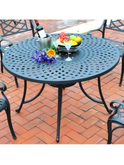 Crosley Sedona Cast Aluminum Dining Table -Garden Series Store 8599662 02v crosley sedona cast aluminum dining table 46 inch round black