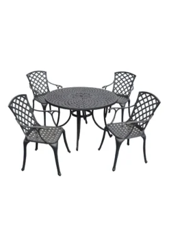 Crosley Sedona Five-Piece Outdoor Dining Set With High Back Armchairs -Garden Series Store 8599666 01v crosley sedona five piece outdoor dining set with high back arm chairs 48 inch black