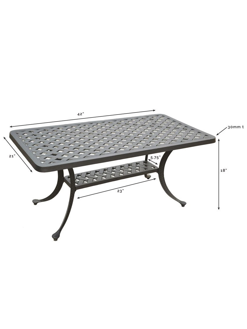 Crosley Sedona Cast Aluminum Rectangular Cocktail Table 2 Crosley Sedona Cast Aluminum Rectangular Cocktail Table - Image 2