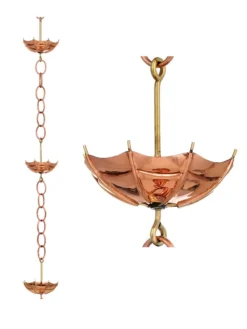 Umbrella Pure Copper Rain Chain, 8.5' -Garden Series Store 8600208 03v