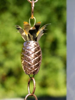 Pineapple Pure Copper Rain Chain, 8.5' -Garden Series Store 8600210 02v