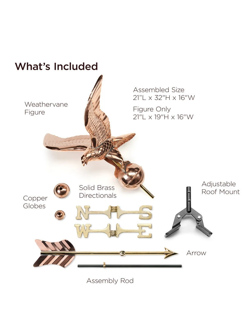 Eagle Cottage Copper Weathervane With Roof Mount 2 Eagle Cottage Copper Weathervane With Roof Mount - Image 2