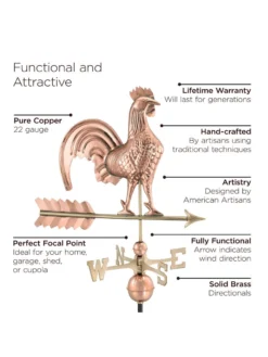 Rooster Copper Weathervane -Garden Series Store 8600283 02v