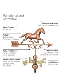 Galloping Horse Copper Weathervane -Garden Series Store 8600346 03v
