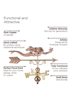 Little Mermaid Copper Weathervane -Garden Series Store 8600350 04v