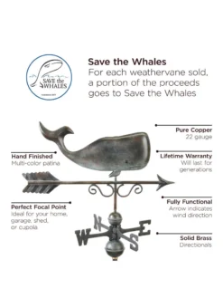 Save The Whales™ Copper Weathervane -Garden Series Store 8600371 01v