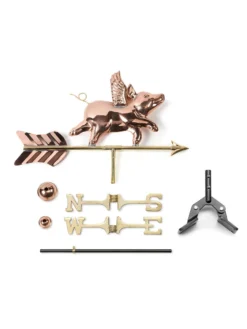 Flying Pig Cottage Copper Weathervane With Roof Mount -Garden Series Store 8600376 03v