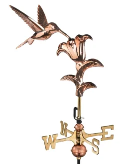 Hummingbird Cottage Copper Weathervane With Roof Mount -Garden Series Store 8600377 01v hummingbird garden copper weathervane pole 1