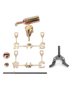 Wine Bottle Cottage Copper Weathervane With Roof Mount -Garden Series Store 8600383 03v