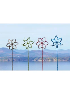 Feather Staked Wind Spinner, 15" 8 Feather Staked Wind Spinner, 15" -Garden Series Store 8600479 04v