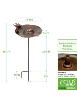 Achla Designs Antiqued Birdbath With Birds And Stake 8 Achla Designs Antiqued Birdbath With Birds And Stake -Garden Series Store 8609294 05v