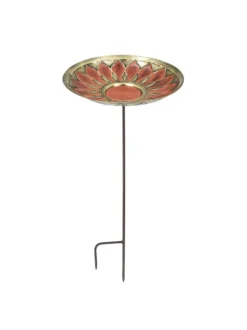Achla Designs Red African Daisy Birdbath With Stake 5 Achla Designs Red African Daisy Birdbath With Stake -Garden Series Store 8609300 02v