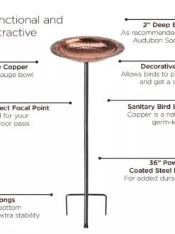 Copper Birdbath With Stake -Garden Series Store 8609876 03V jpg