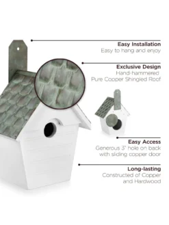 Classic Cottage Bird House With Verdigris Copper Roof -Garden Series Store 8609893 03v