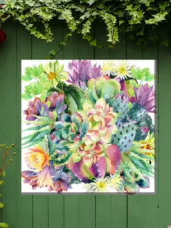 Succulent Blooms Outdoor Wall Art
