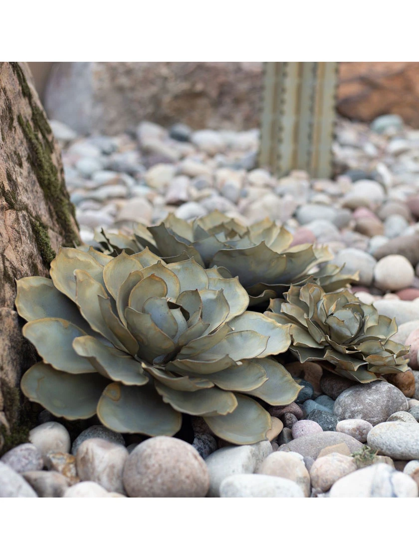 Desert Steel Blue Rose Succulent Sculpture 2 Desert Steel Blue Rose Succulent Sculpture - Image 2