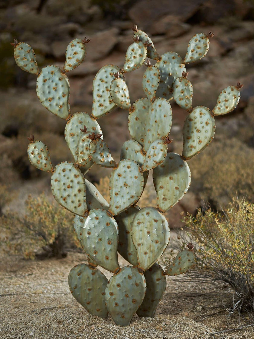 Desert Steel Prickly Pear Cactus Sculpture, Grande 1 Desert Steel Prickly Pear Cactus Sculpture, Grande