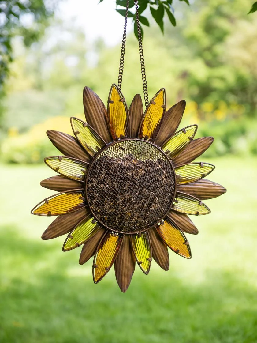 Glass Petal Sunflower Bird Feeder 1 Glass Petal Sunflower Bird Feeder