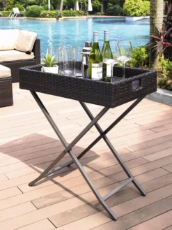 Crosley Palm Harbor Outdoor Wicker Butler Tray