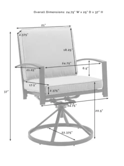 Crosley Kaplan 5Pc Outdoor Dining Set With Swivel Chairs -Garden Series Store 8611955 11v