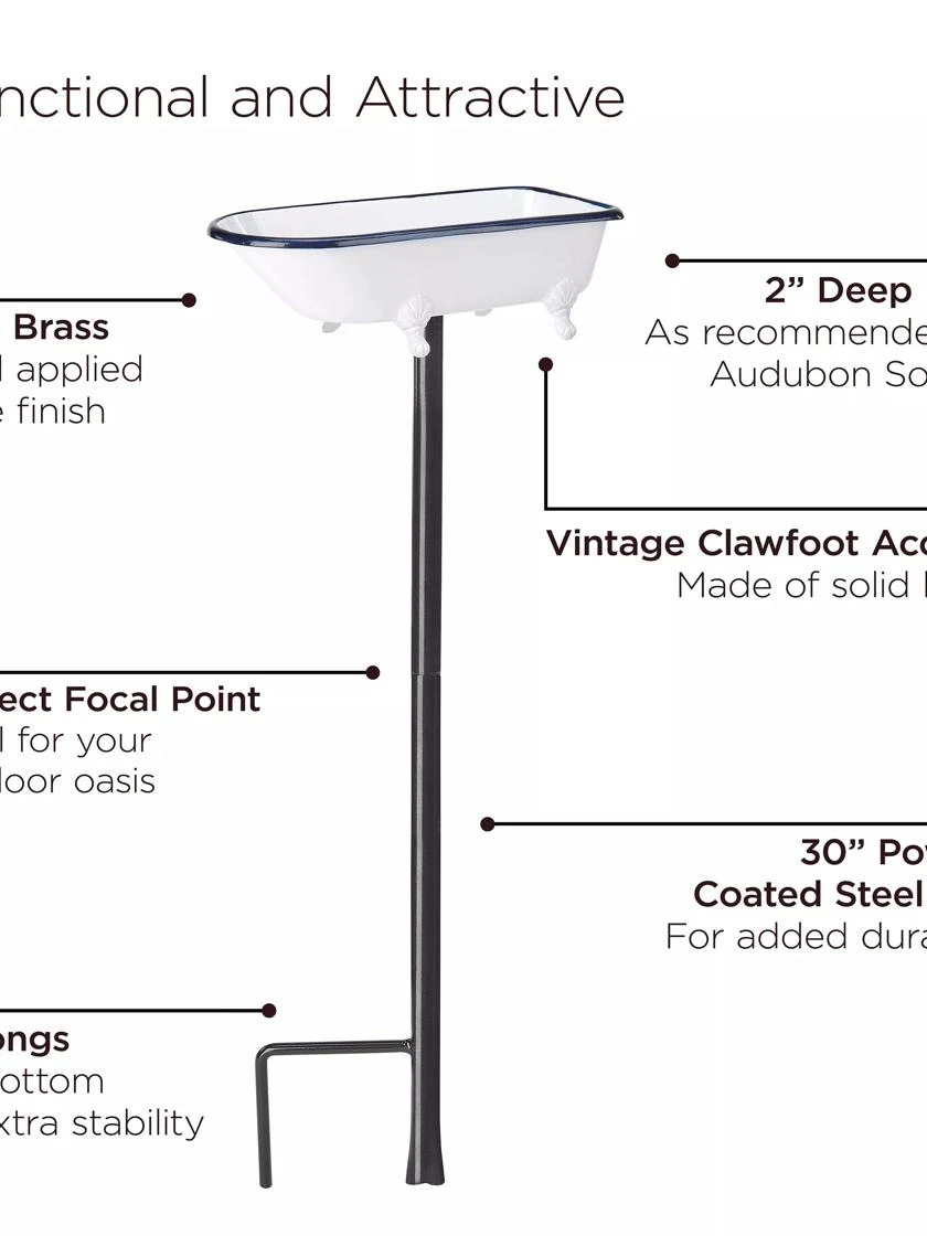 White Enamel Bathtub Birdbath 6 White Enamel Bathtub Birdbath - Image 6