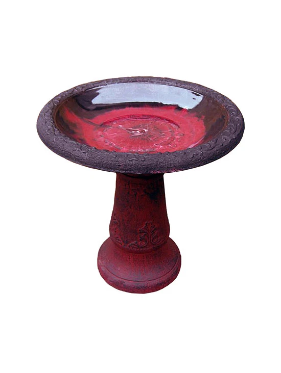 Exaco Enduro Clay Scroll Vine Birdbath 1 Exaco Enduro Clay Scroll Vine Birdbath