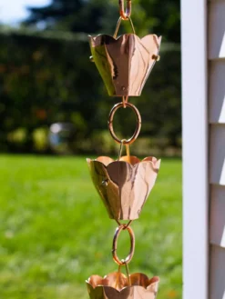 Tulip Pure Copper Rain Chain, 8.5'