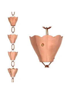 Tulip Pure Copper Rain Chain, 8.5' -Garden Series Store 8612740 03v