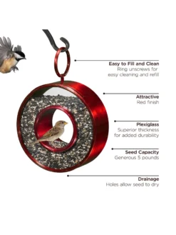 Circle Fly-Thru™ Bird Feeder With A Ruby Red Finish -Garden Series Store 8613383 03v